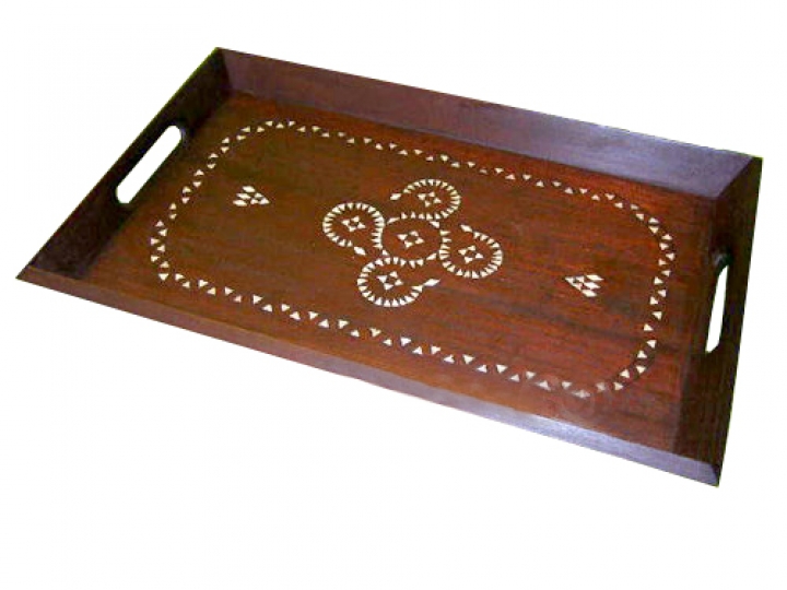 Mahagoni-Tablett "Breakfast" 44cm
