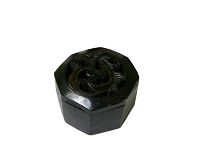 Edle Dose aus Teakholz mit Schnitzerei 9cm schwarz