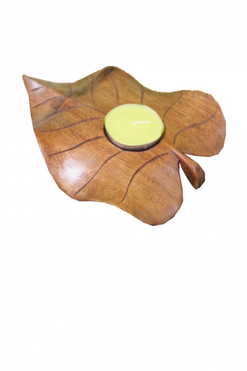 Holz Teelichthalter Blatt 15cm