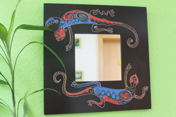 Exotischer Wandspiegel "Gecko" 40cm x 40cm