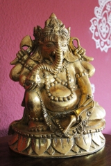 Edle Ganesha Figur mit antikem Goldfinish 30cm