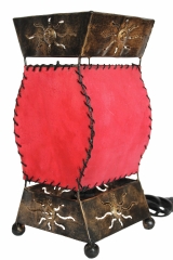 Hübsche Tischleuchte "Leder & Metall" rot 30cm