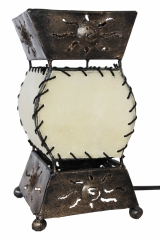 Originelle Tischleuchte "Leder & Metall" natur 30cm