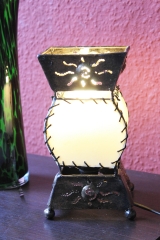 Originelle Tischleuchte "Leder & Metall" natur 30cm