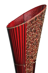 Originelle Bodenlampe aus Bambus und rotem Textil 150cm