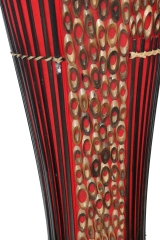 Originelle Bodenlampe aus Bambus und rotem Textil 150cm