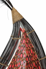 Originelle Bodenleuchte aus Bambus und Textil rot 120cm