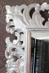 Eleganter Barockspiegel antik silber weiss 70cm x 60cm