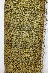 Farbenfroher Sarong gelb schwarz mit Blütenmotiv 160 x 120 cm