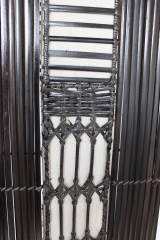 Edle Bodenlampe Rattan, Bambus und Textil dunkelbraun 150cm