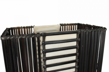 Edle Bodenlampe Rattan, Bambus und Textil dunkelbraun 150cm