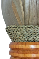 Exotische Wandlampe Palmblatt Holz und Sisal hellbraun 50cm