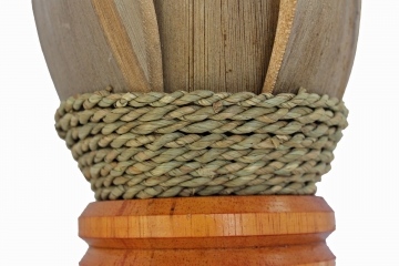 Exotische Wandlampe Palmblatt Holz und Sisal hellbraun 50cm