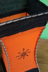 Exotische Tischleuchte aus Seegras orange 30cm