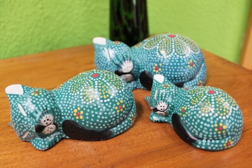 Katzenfamilie bunt 3-teilig
