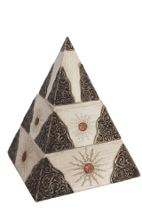 Verzierte Schmuckdose Pyramide weiß antik 3-teilig aus Holz, handbemalt 20 cm