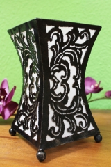 Effektvolle Tischlampe aus Metall und Textil schwarz, weiß 21 cm