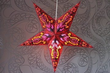 Hübscher Leuchtstern rot, lila, orange 44cm