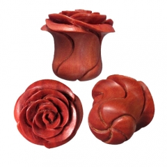 Plug Rose aus Rosenholz braun 6mm - 10mm