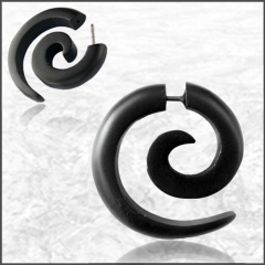 Fake Piercing  Spirale aus Ironwood Holz schwarz 3cm