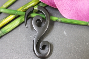 Fake Spirale Tribal Piercing aus Eisen-Holz Iron Wood mit Edelstahl-Steckverschluss