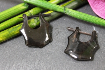 Horn Ohrringe Kreolen gezackt Ethno 20mm