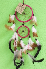 Farbenfroher Dreamcatcher Traumfänger pink braun 48 cm Länge