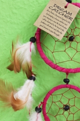 Farbenfroher Dreamcatcher Traumfänger pink braun 48 cm Länge