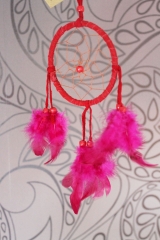 Farbenfroher Dreamcatcher Traumfänger pink rot 27 cm Länge
