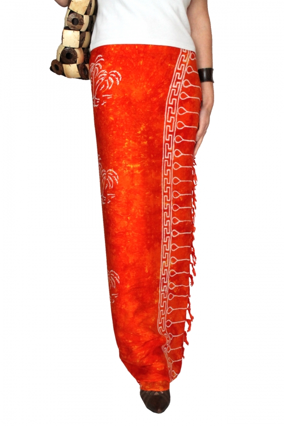 Farbenfroher Sarong orange mit Palmenmotiv 160 x 120 cm