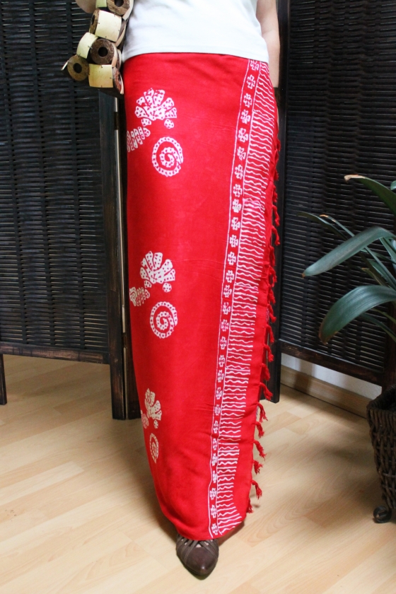 Farbenfroher Sarong orange mit Geckomotiv 160 x 120 cm