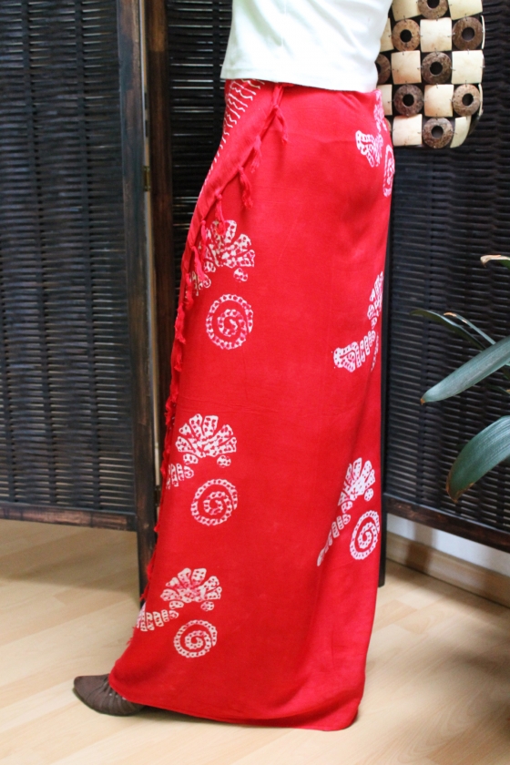Farbenfroher Sarong orange mit Geckomotiv 160 x 120 cm