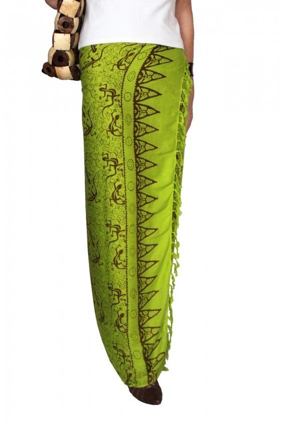 Farbenfroher Sarong grün mit Geckomotiv 160 x 120 cm