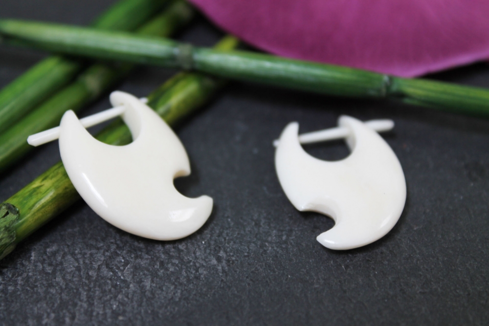 Paar Knochen Ohrringe Kreolen Creolen aus Büffelknochen Bone 25mm