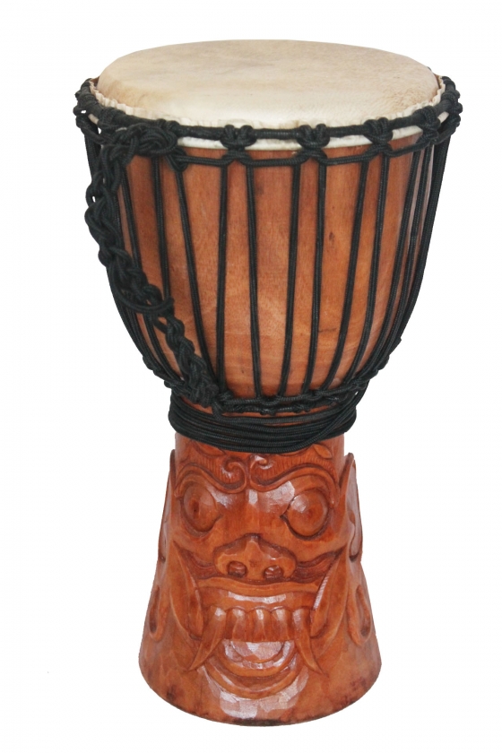 Bali Trommel Djembe mit Schnitzerei Barongmaske 40cm