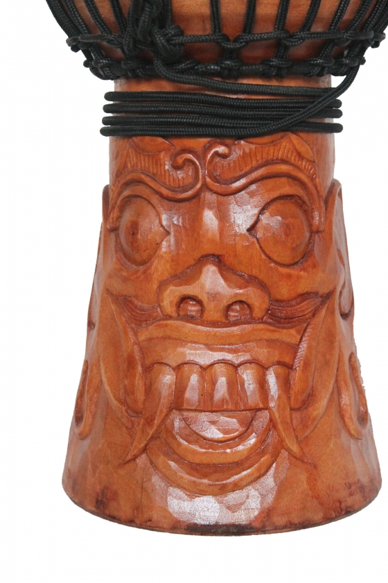 Bali Trommel Djembe mit Schnitzerei Barongmaske 40cm