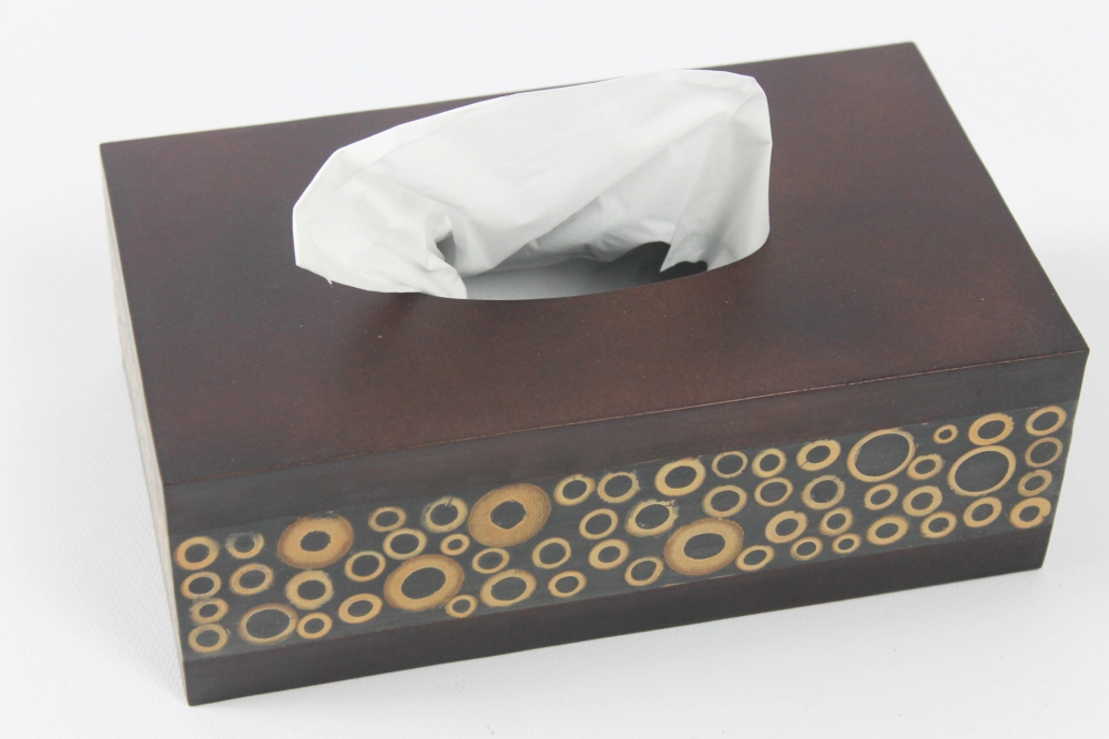 edle Tücherbox aus Holz und Bambus 24cm