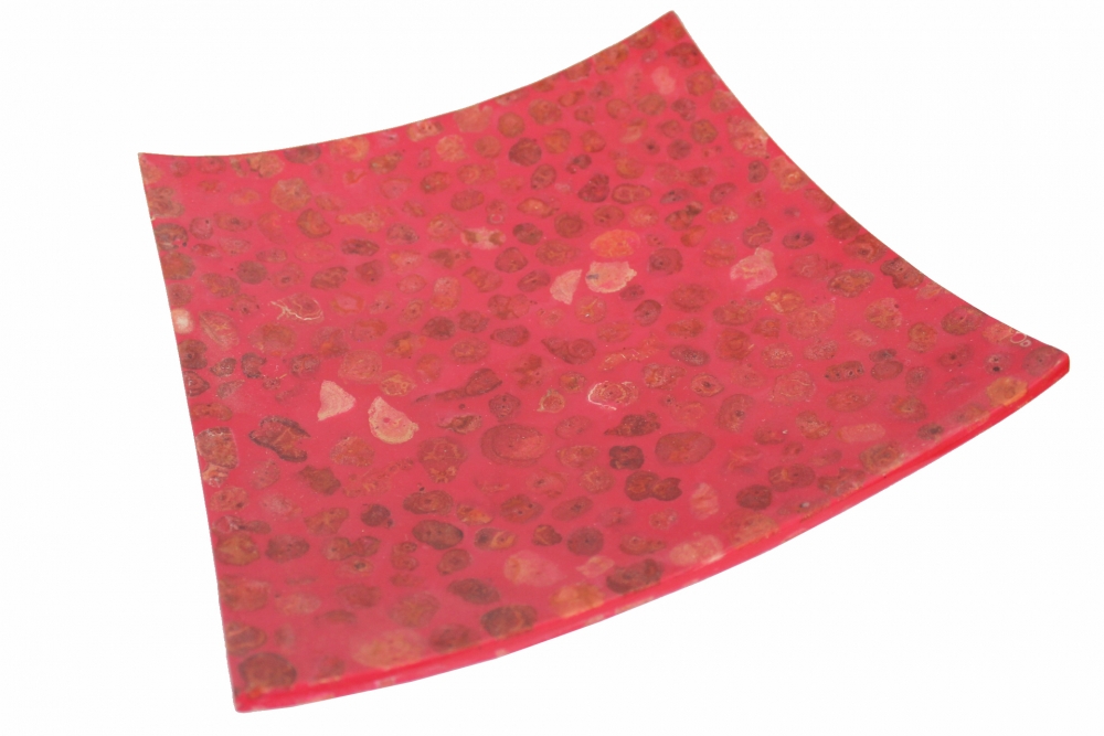 Außergewöhnliche Dekoschale aus roter Zuchtkoralle - 30 cm