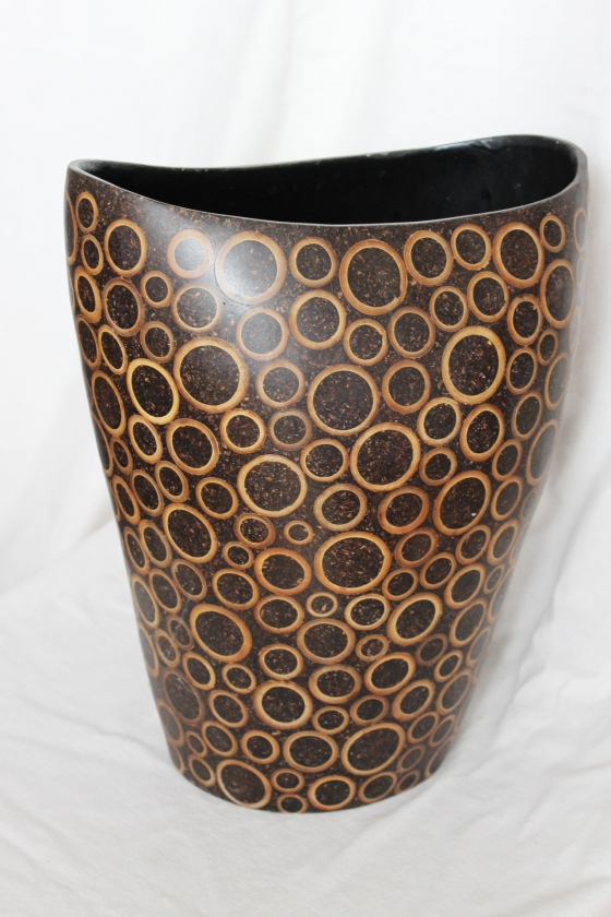 Exotische Vase aus Bambus und Kokos - 36cm