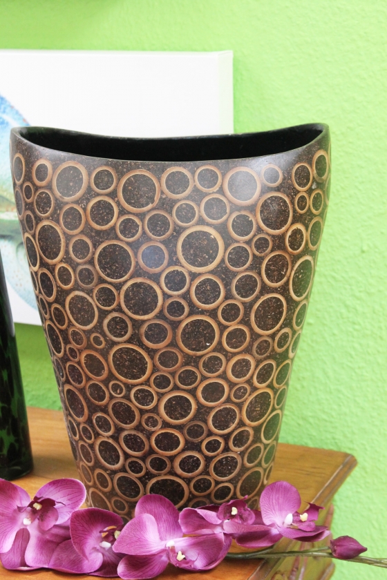 Exotische Vase aus Bambus und Kokos - 36cm