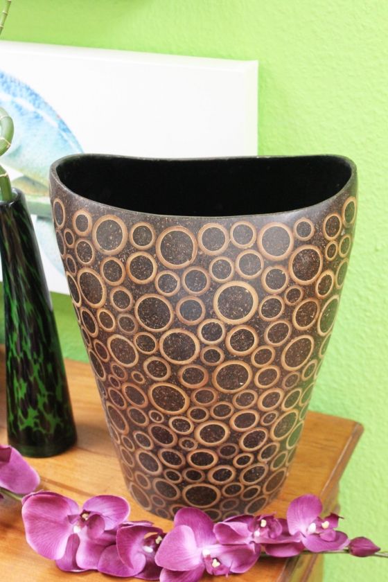 Exotische Vase aus Bambus und Kokos - 36cm