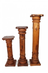 Blumensäule massiv Holz teak braun hellbraun Höhe 60cm 80cm 100cm 120cm