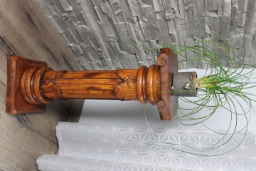 Blumensäule massiv Holz teak braun hellbraun Höhe 60cm 80cm 100cm 120cm