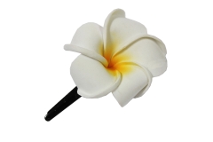 Exotische Haarklemme Haarclip Blüte Frangipani weiß 8cm lang, 6x6cm