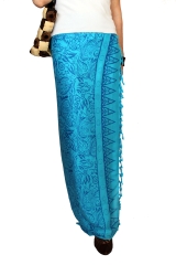Farbenfroher Sarong blau mit Blütenmotiv 160 x 120 cm