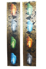 Edles Buddha Wandbild 2-teilig auf Leinwand je 100cmx20,5cm Gold-Brokatoptik