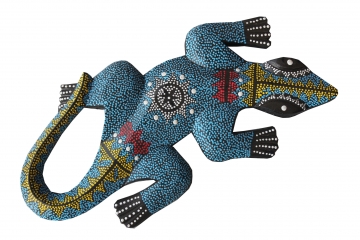 Wandfigur Gecko blau Dot-Paint L: 30cm